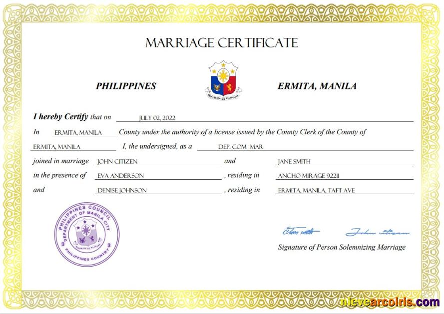 Philippines marriage certificate